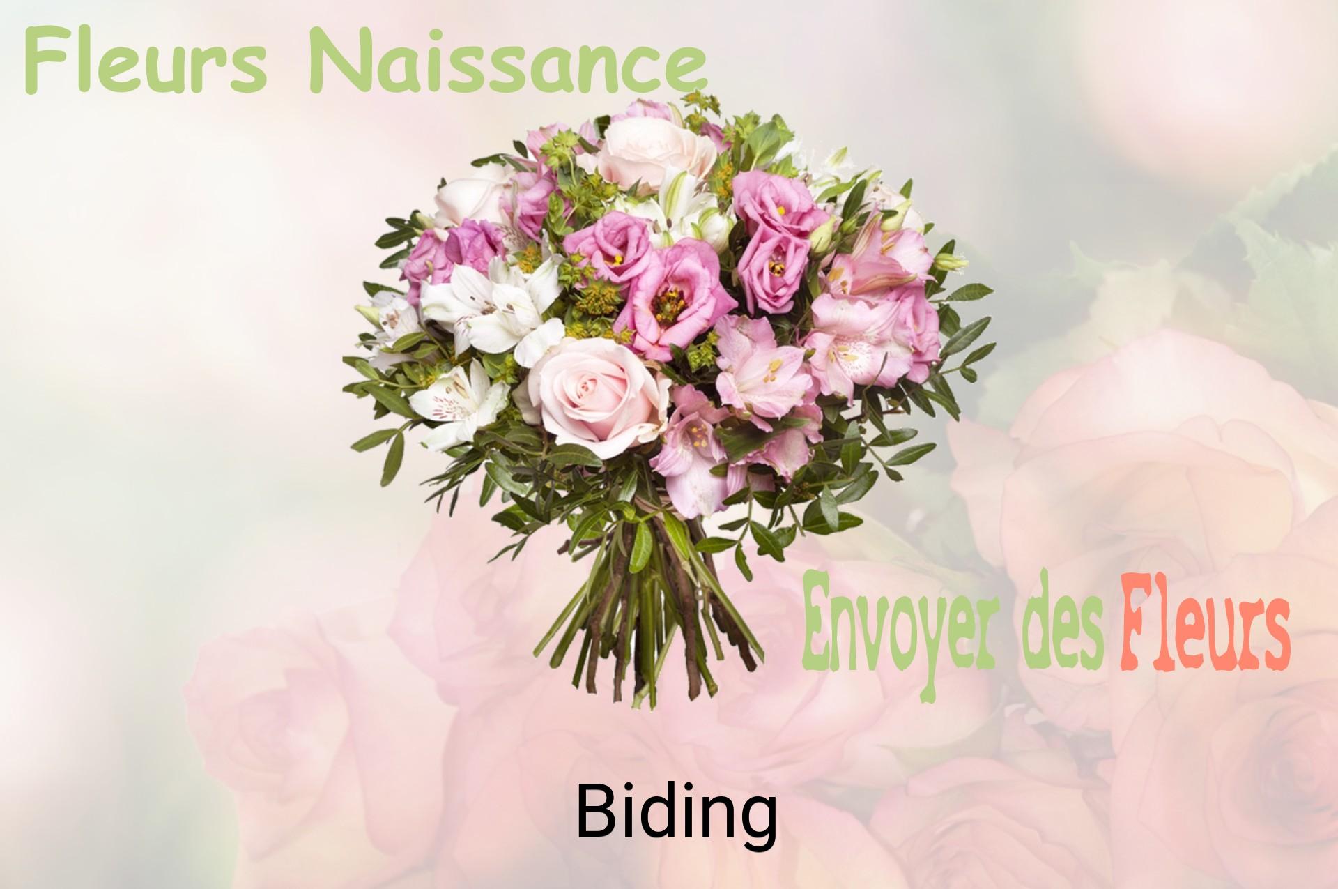 Bouquet de fleurs de naissance livré à Biding
